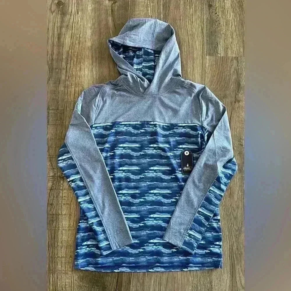 NWT Boys Johnnie-O Braden Performance Hoodie, Size 4, Blue Camo
